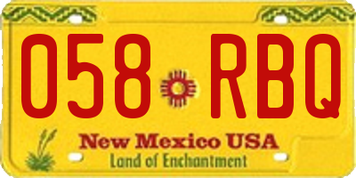 NM license plate 058RBQ