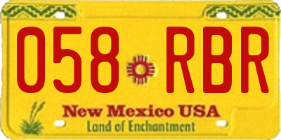 NM license plate 058RBR