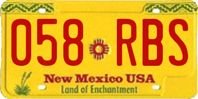 NM license plate 058RBS
