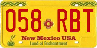 NM license plate 058RBT