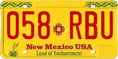 NM license plate 058RBU