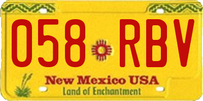 NM license plate 058RBV