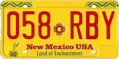 NM license plate 058RBY