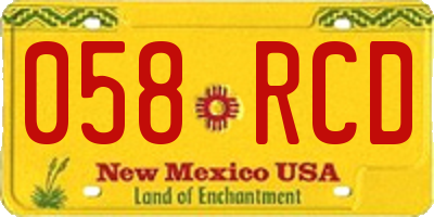 NM license plate 058RCD