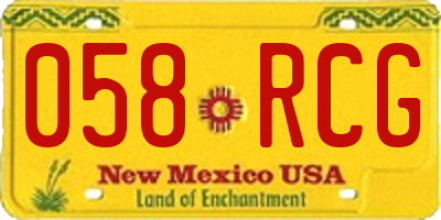 NM license plate 058RCG