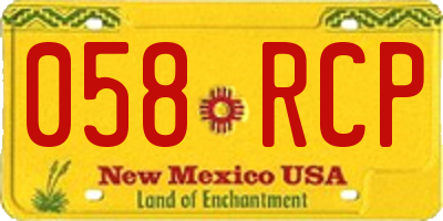 NM license plate 058RCP