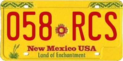 NM license plate 058RCS