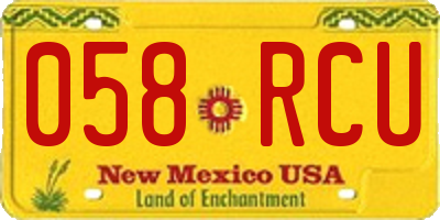 NM license plate 058RCU