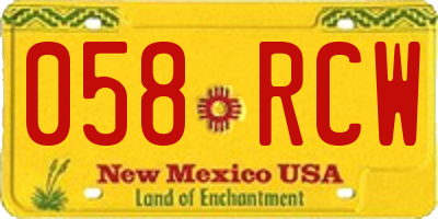 NM license plate 058RCW
