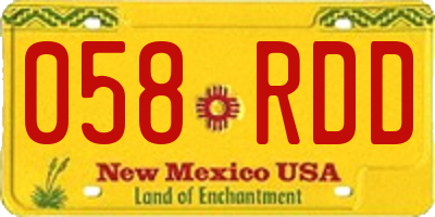 NM license plate 058RDD