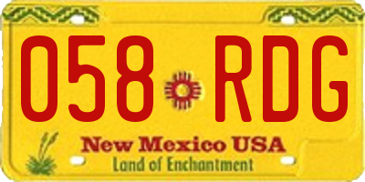 NM license plate 058RDG