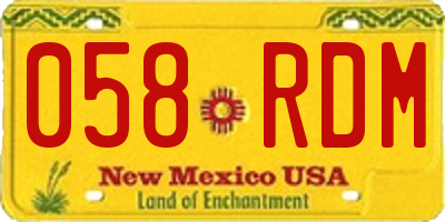 NM license plate 058RDM