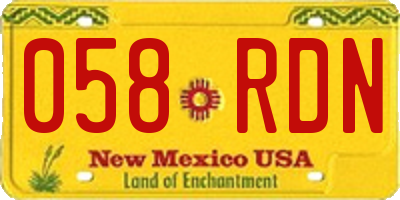 NM license plate 058RDN