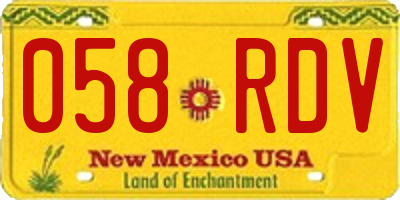 NM license plate 058RDV
