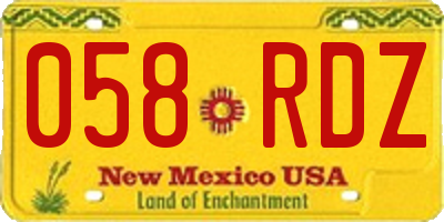 NM license plate 058RDZ