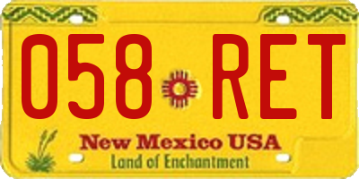 NM license plate 058RET