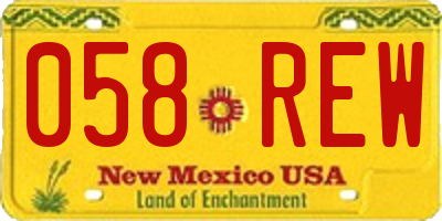 NM license plate 058REW