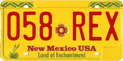 NM license plate 058REX