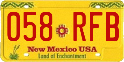 NM license plate 058RFB