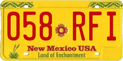 NM license plate 058RFI