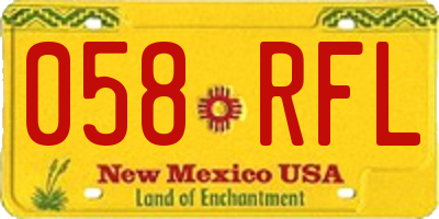 NM license plate 058RFL