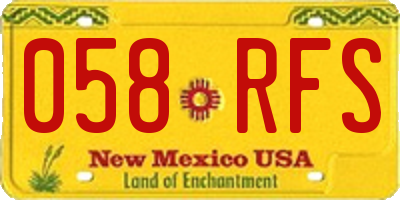 NM license plate 058RFS