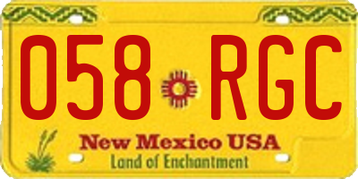 NM license plate 058RGC