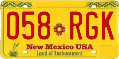 NM license plate 058RGK