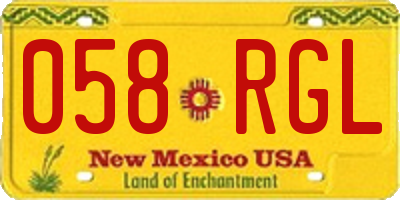 NM license plate 058RGL