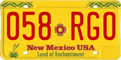 NM license plate 058RGO