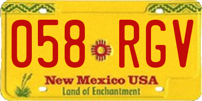 NM license plate 058RGV