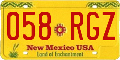 NM license plate 058RGZ