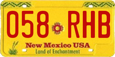 NM license plate 058RHB