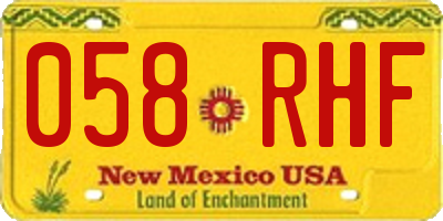 NM license plate 058RHF