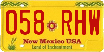 NM license plate 058RHW