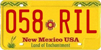 NM license plate 058RIL