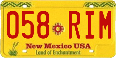 NM license plate 058RIM