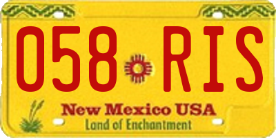 NM license plate 058RIS
