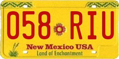 NM license plate 058RIU