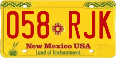 NM license plate 058RJK