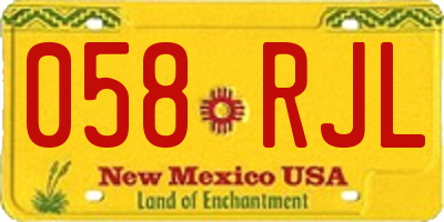NM license plate 058RJL