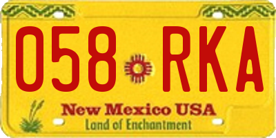 NM license plate 058RKA