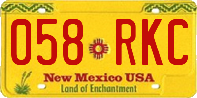 NM license plate 058RKC