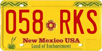 NM license plate 058RKS