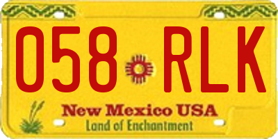 NM license plate 058RLK