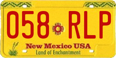 NM license plate 058RLP