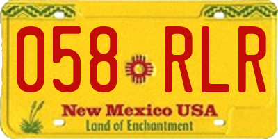 NM license plate 058RLR
