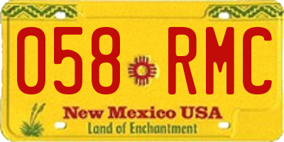 NM license plate 058RMC