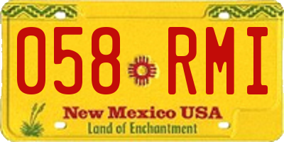 NM license plate 058RMI
