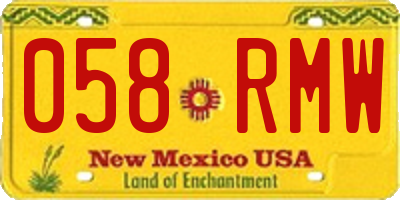 NM license plate 058RMW